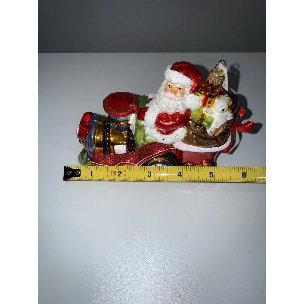 VTG Santa Claus‎ Christmas Ornament MCM Poland Mercury Glass Hand Blown Glitter